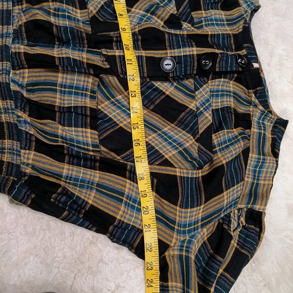 Free People Women's Its the Good Life Plaid Crop Top Long Sleeve Buttons - Picture 4 of 8